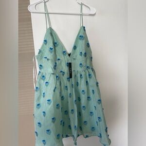 Green dress with blue flowers from Lulu’s